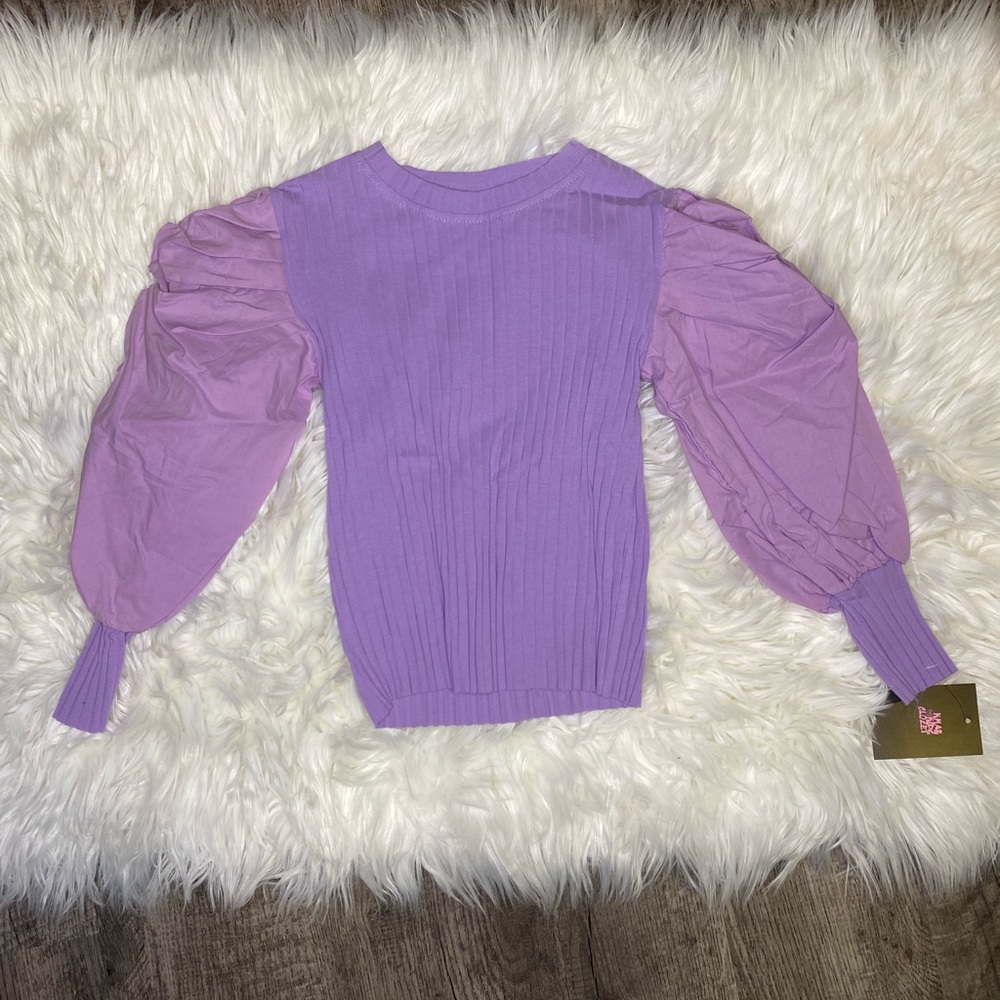 Purple Ruffle Long Sleeve Shirt.